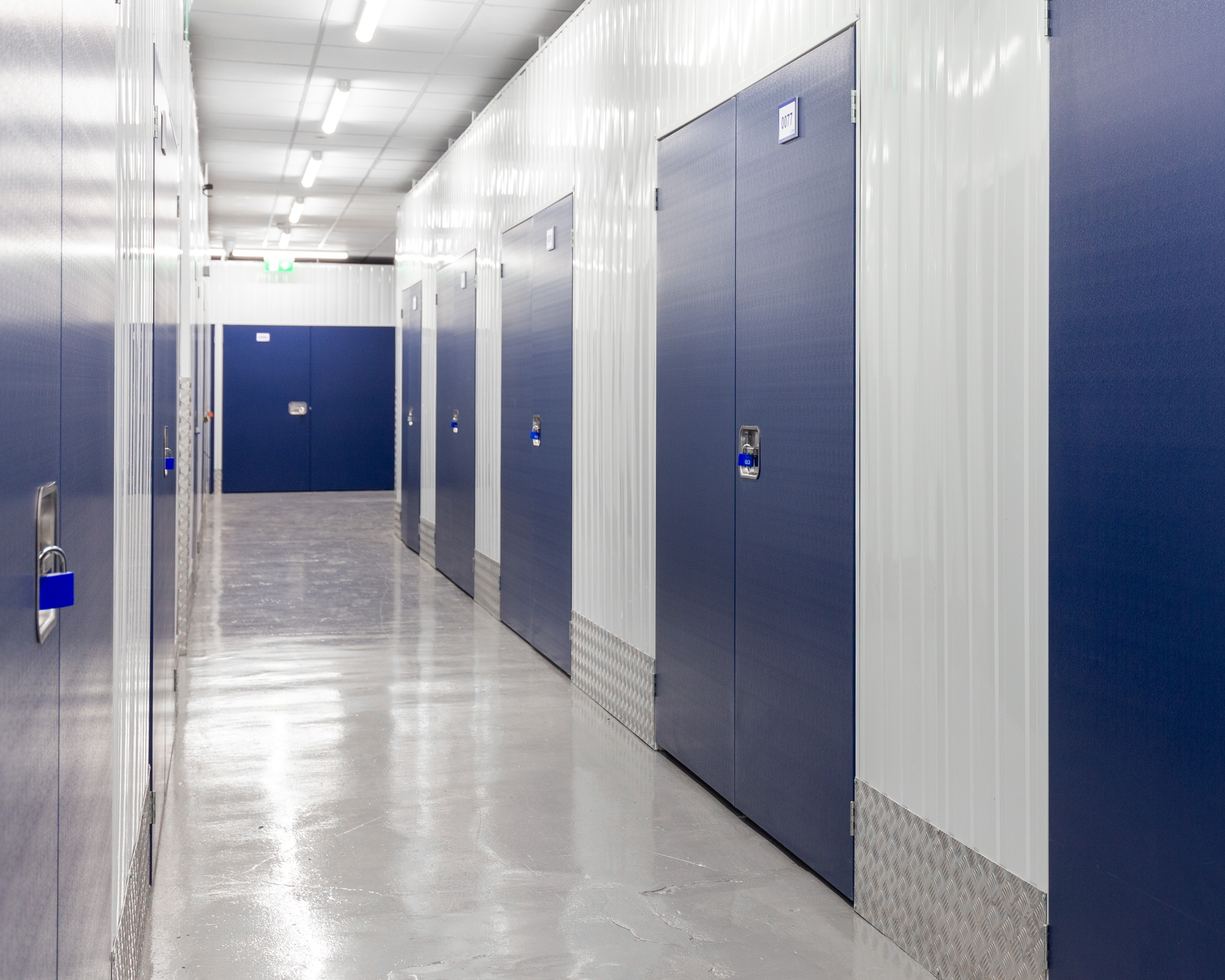 The hallway of a secure storage facility